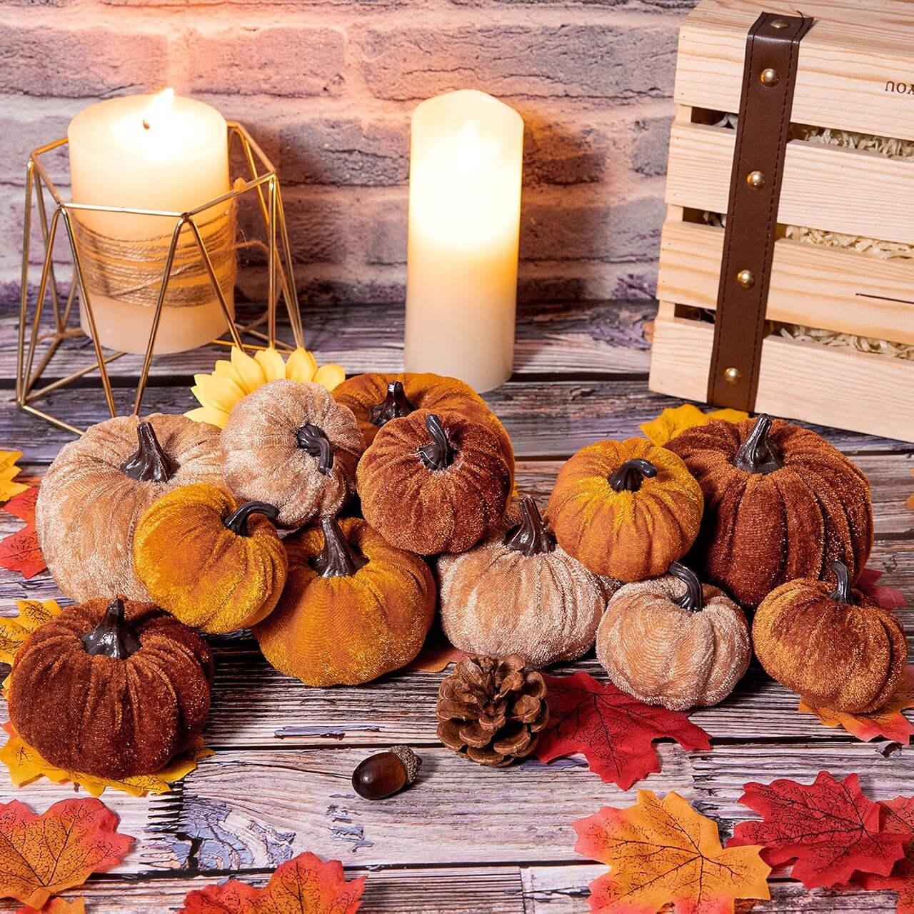 8 Piece Set for Halloween, Thanksgiving, and Fall Decorations, Realistic Faux Pumpkins for Festive Home Decor.